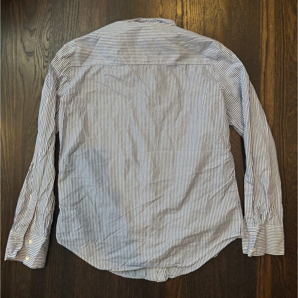Anine Bing | Blue White Pinstripe Cotton Poplin Button-Up Shirt XS - Picture 6 of 7
